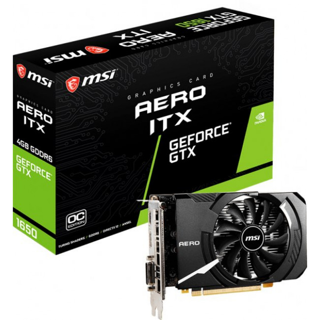 Видеокарта MSI PCI-Ex GeForce GTX 1650 D6 Aero ITX OC 4GB [GTX 1650 D6 AERO ITX OC]