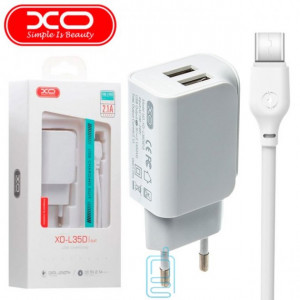 Сетевое ЗУ XO L35D 2.1A/2USB + Type-C - White