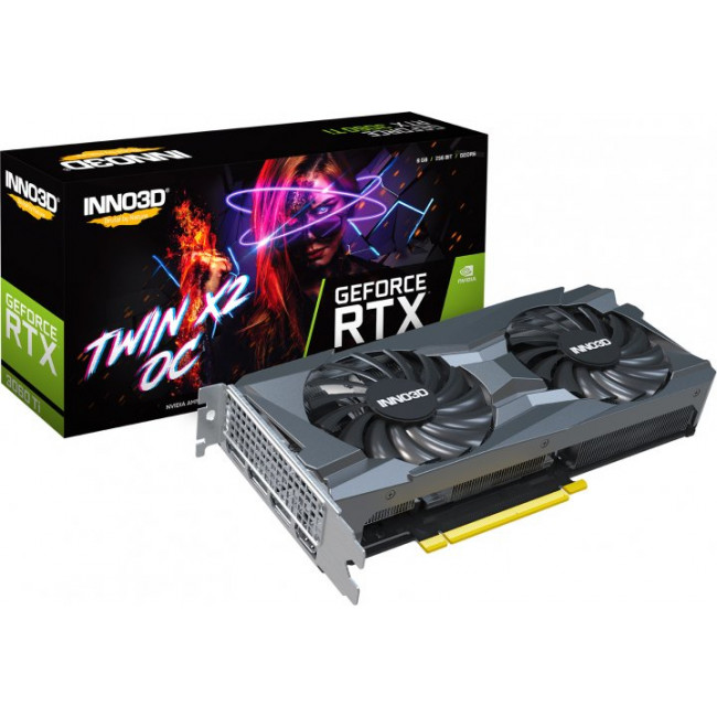 Видеокарта Inno3D PCI-Ex GeForce RTX 3060 Ti Twin X2 OC LHR 8GB [N306T2-08D6X-119032DH]