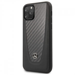 Чехол Mercedes Benz Leather Hard Case Carbon Fiber for iPhone 11 Pro Max - Black