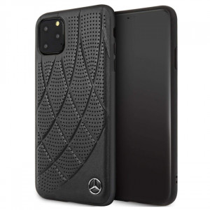 Чехол Mercedes Benz Leather Hard Case Quilted Perforated Genuine for iPhone 11 Pro Max - Black