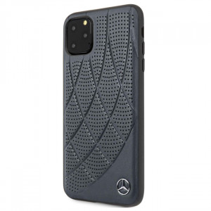 Чехол Mercedes Benz Leather Hard Case Quilted Perforated Genuine for iPhone 11 Pro Max - Blue