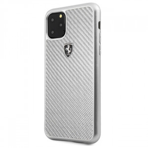 Чехол Ferrari Carbon Hard Case Heritage for iPhone 11 Pro Max - Silver
